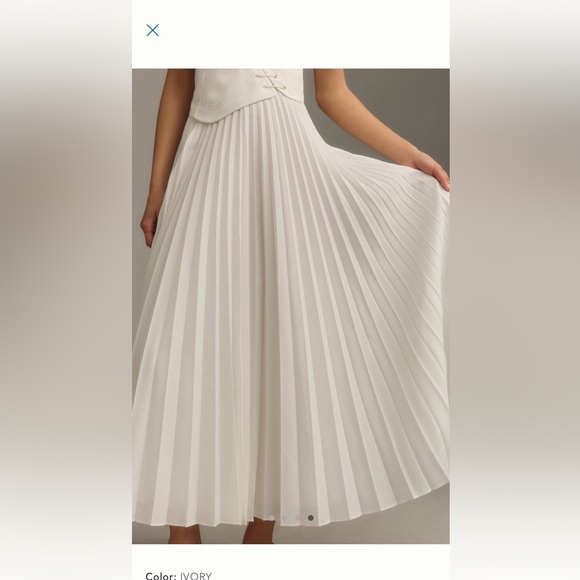 Aceler Anthropologie white Assymetric pleated midi gown - Picture 2 of 5